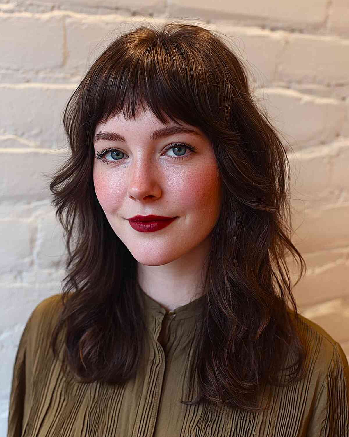 Textured Medium-Length Hair with Soft Bangs