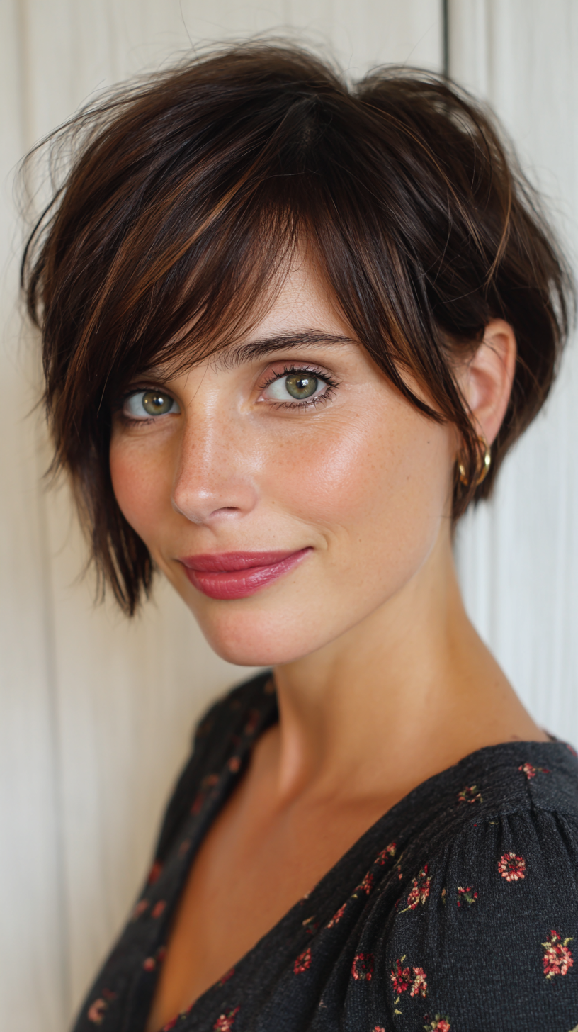 Textured Pixie Bob with Soft Layers and Subtle Highlights
