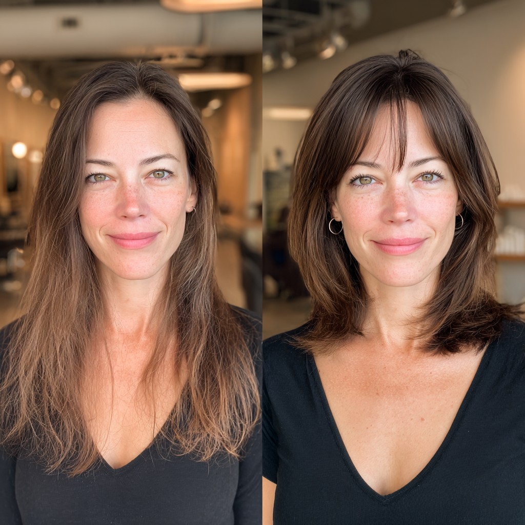 Transformative Medium Shag with Curtain Bangs