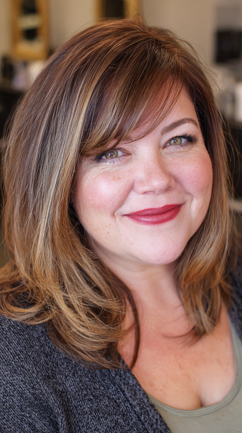 Warm Chestnut Highlights in Flowing Layered Cut