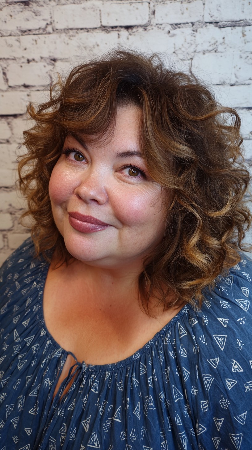 Wavy Caramel Balayage with Bouncy Layers