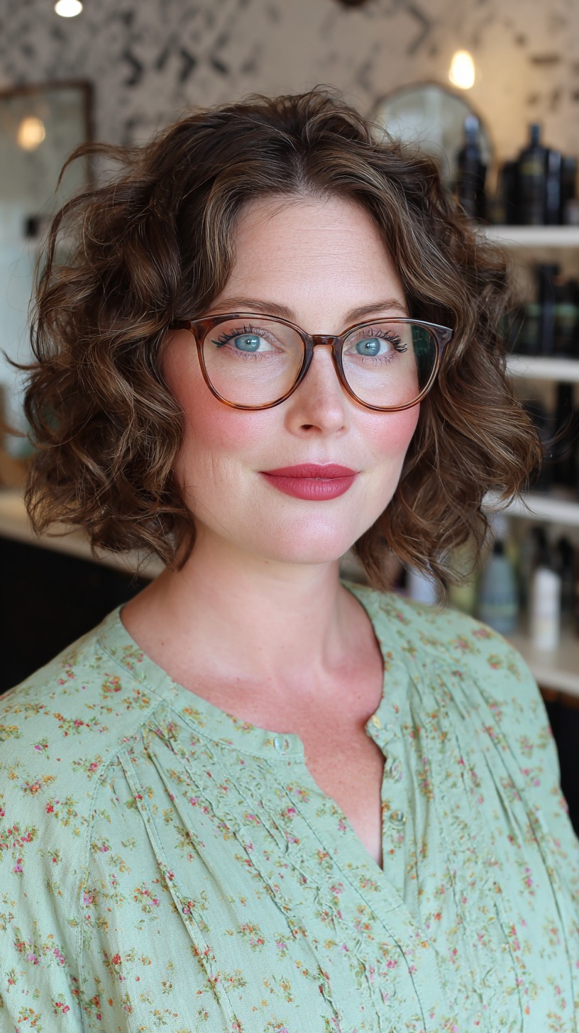 Wavy Tousled Bob with Soft Highlights