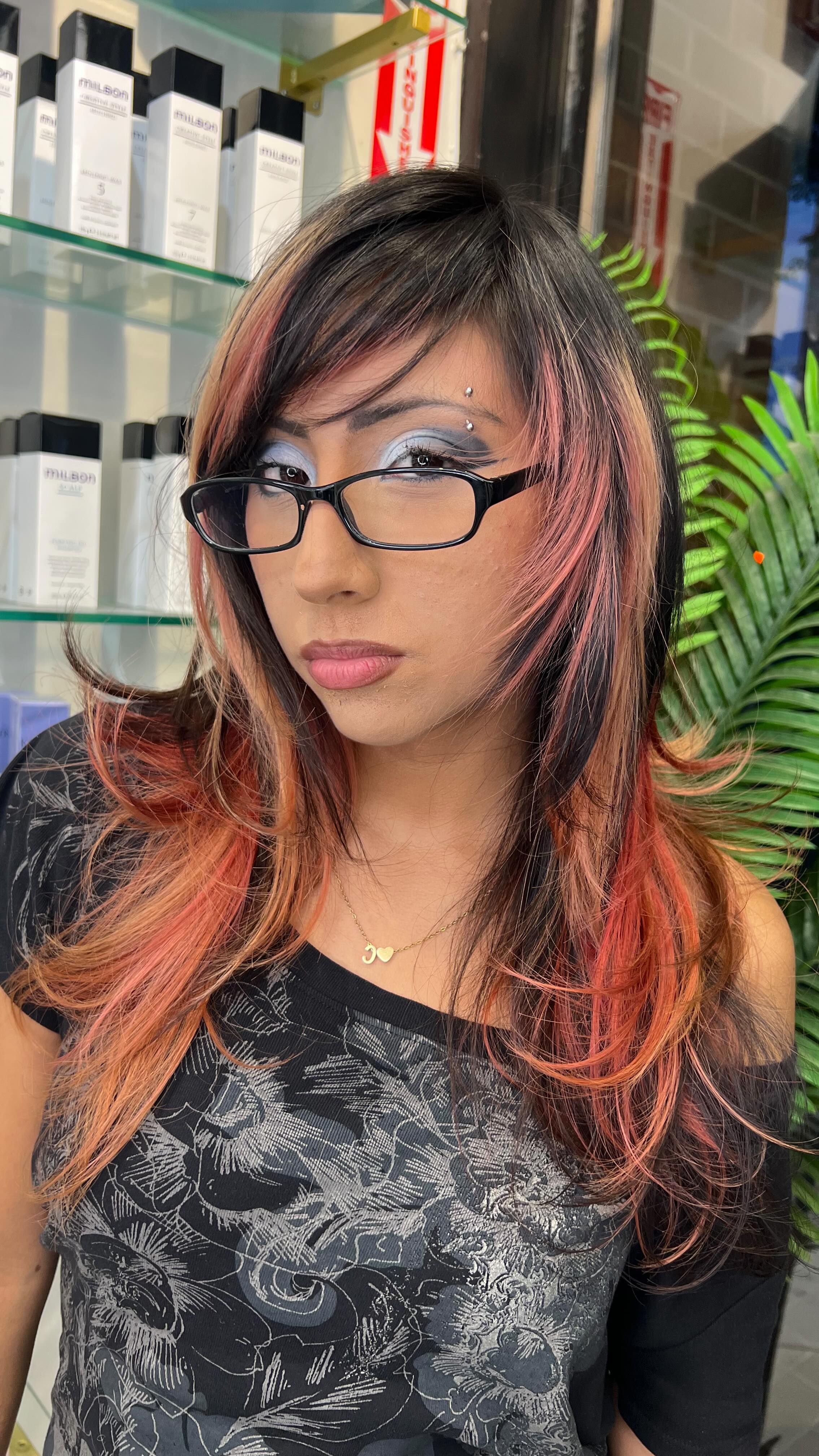 Asymmetric Black and Copper Layered Cut