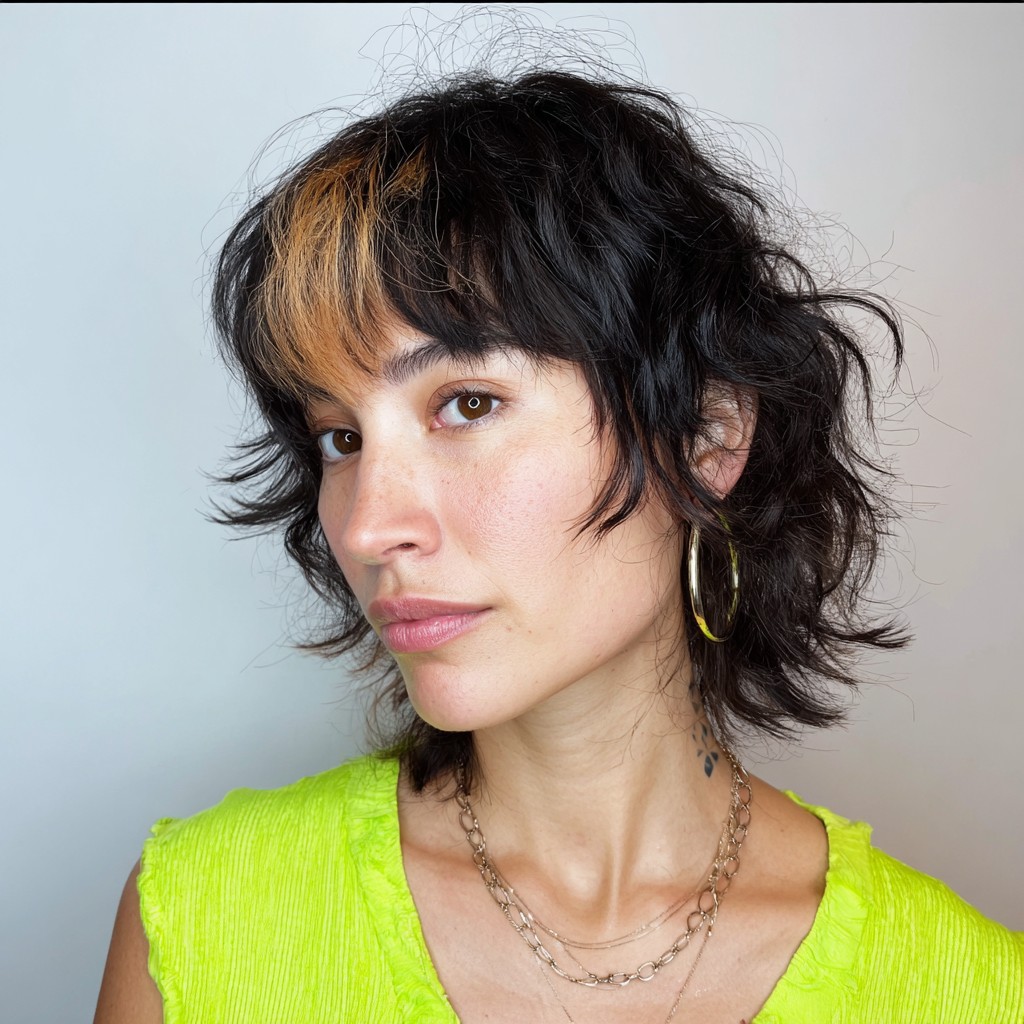 Asymmetrical Black and Blonde Tousled Bob