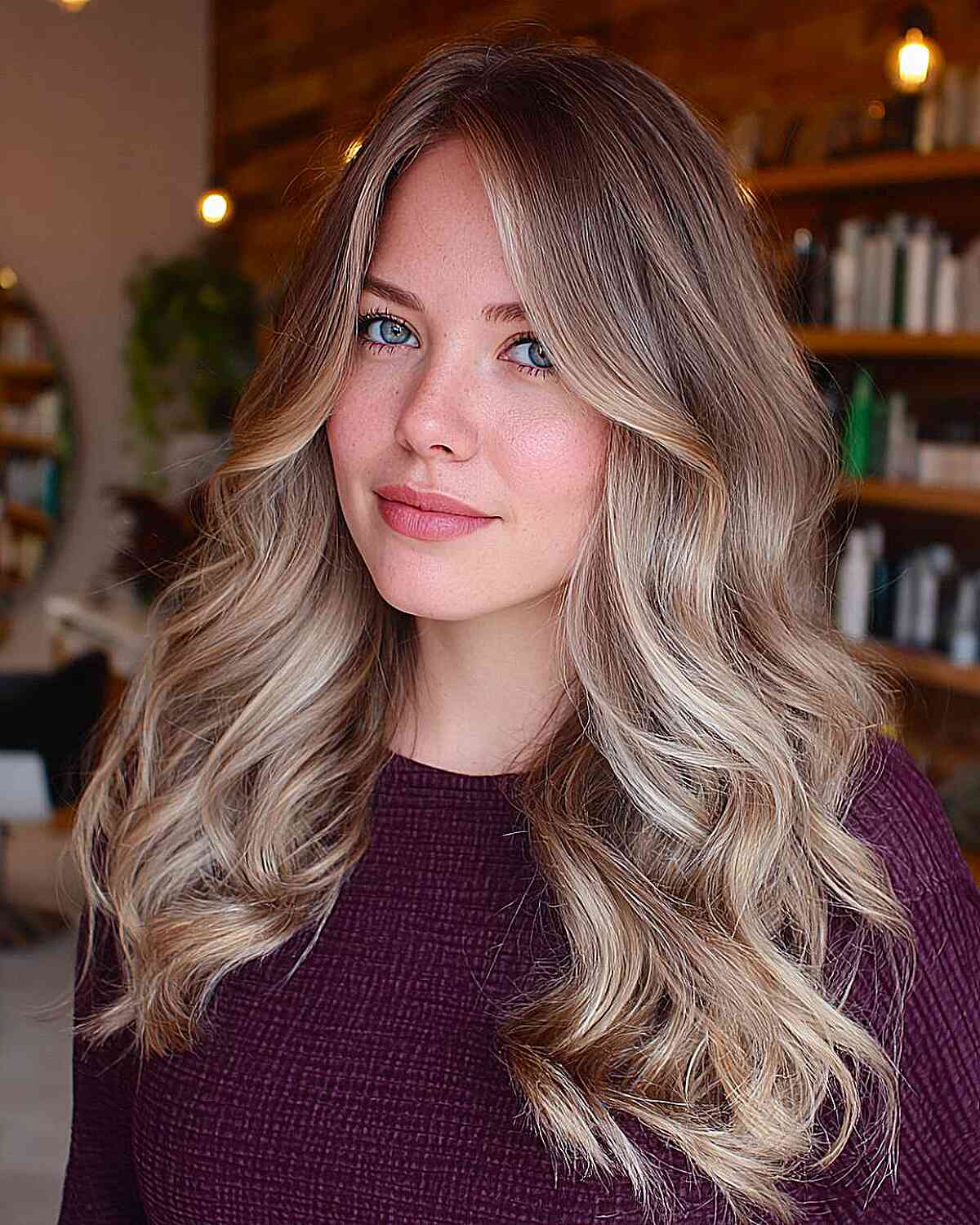 Beautiful Milk Tea Hair Color with Soft Waves