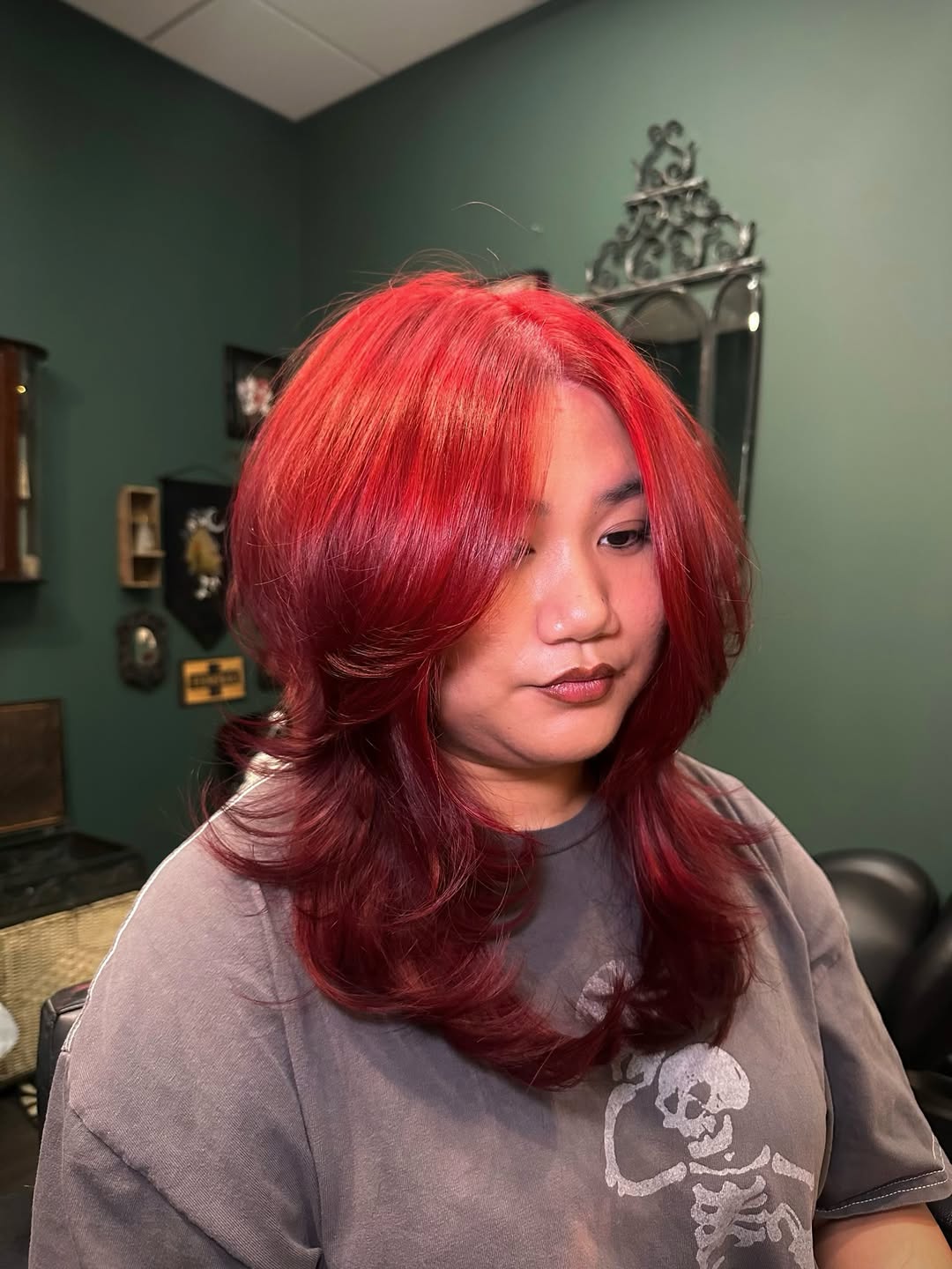 Bold Crimson Waves with Subtle Gradient