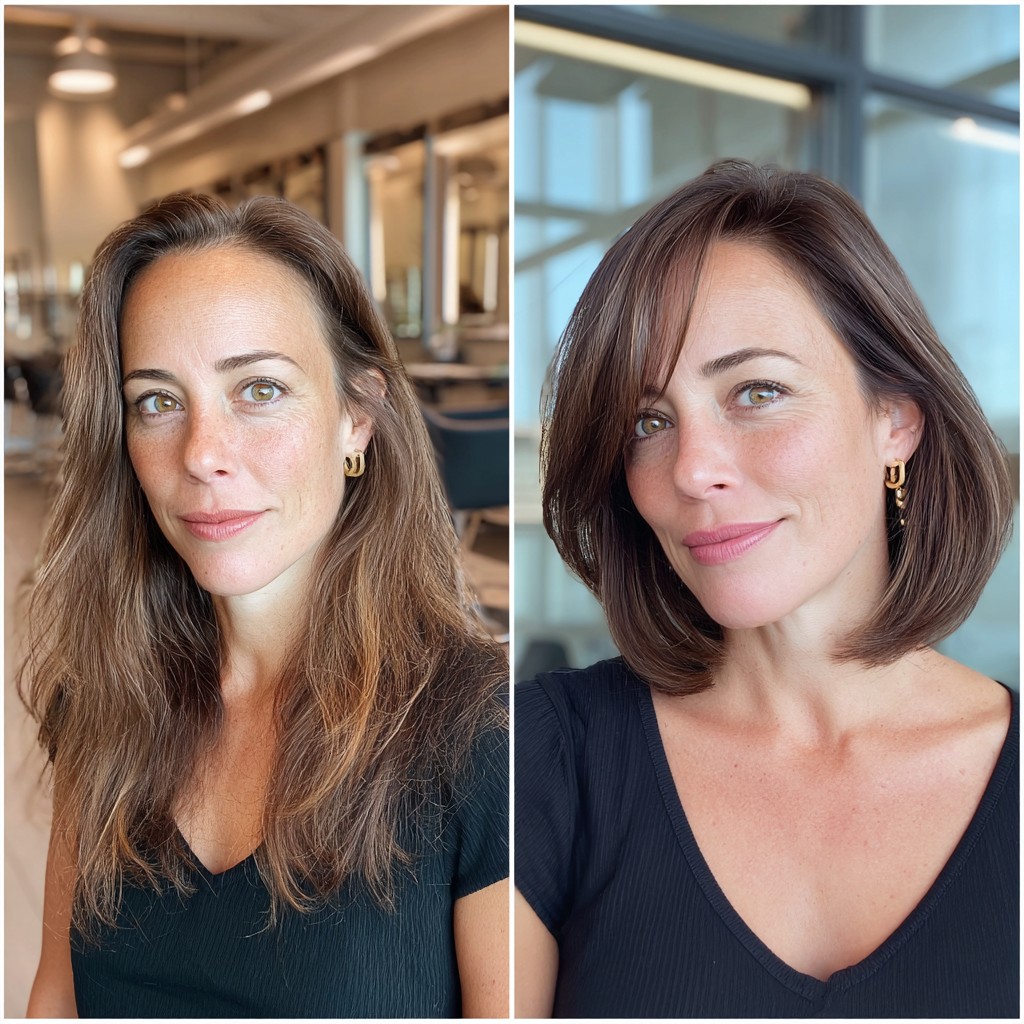 Elegant Brunette A-Line Bob with Soft Balayage