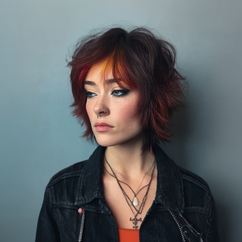 Fiery Sunset Layered Textured Bob