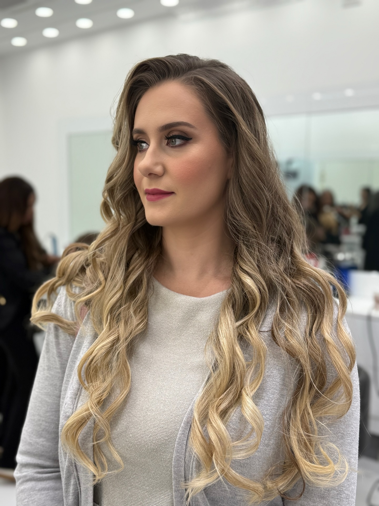 Long Cascading Blonde Curls with Natural Roots