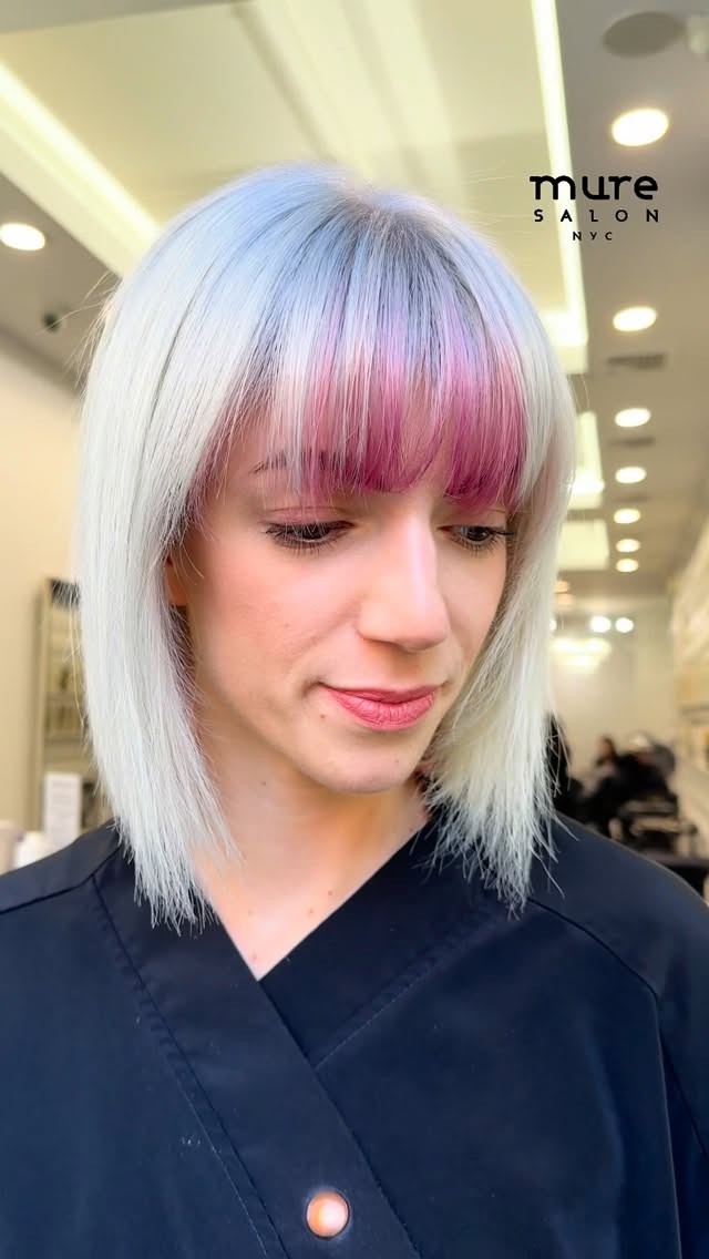 Modern Silver Bob with Rosewood Bangs