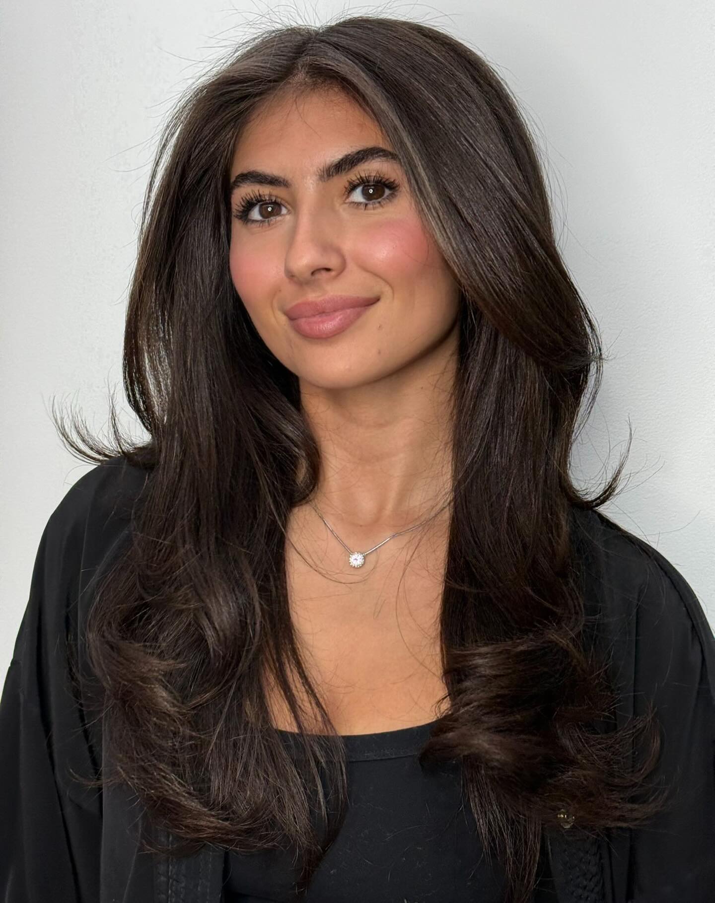 Sleek Chocolate Cascade with Voluminous Ends