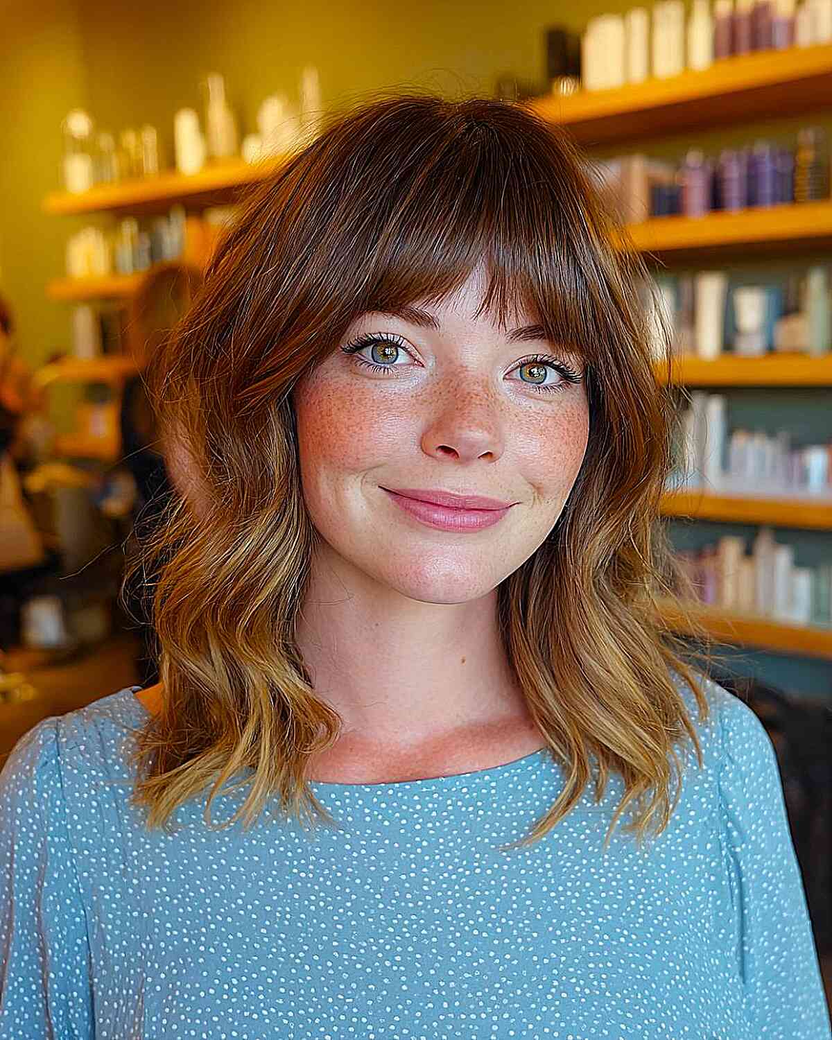 Soft Textured Lob with Curtain Bangs