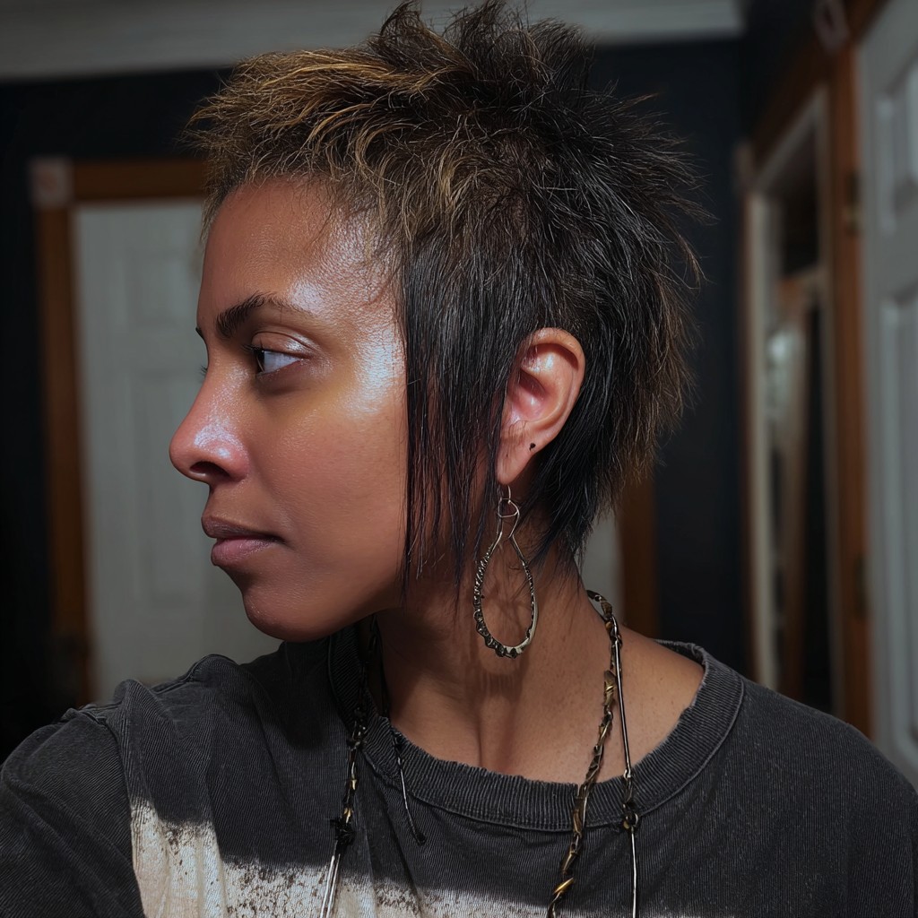 Spiky Auburn Pixie with Tapered Sides
