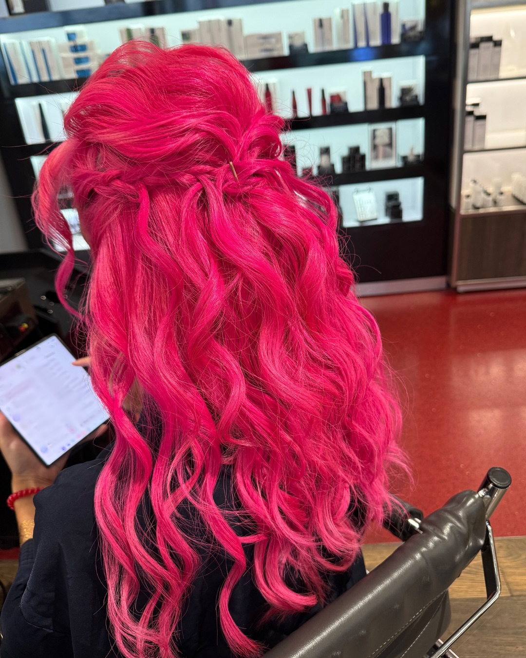 Striking Vibrant Pink Waves with Braided Detail