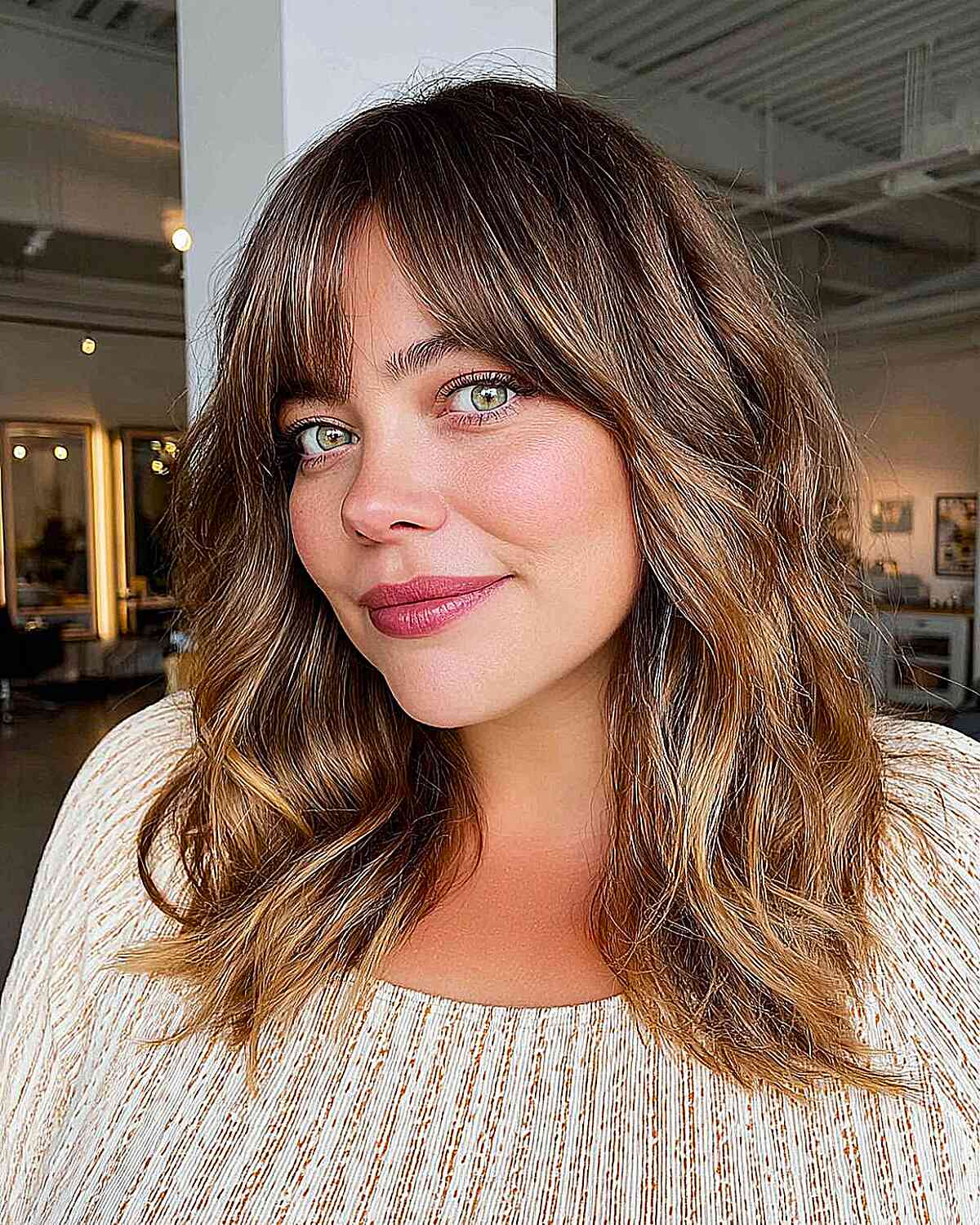 Stylish Curtain Bangs with Soft Waves