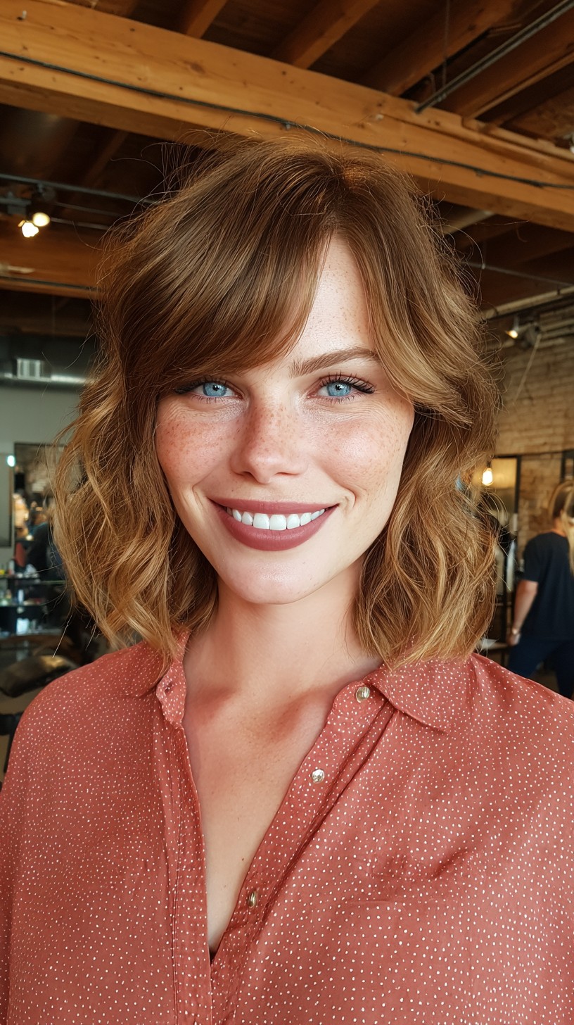 Textured Copper Bob with Soft Side Fringe