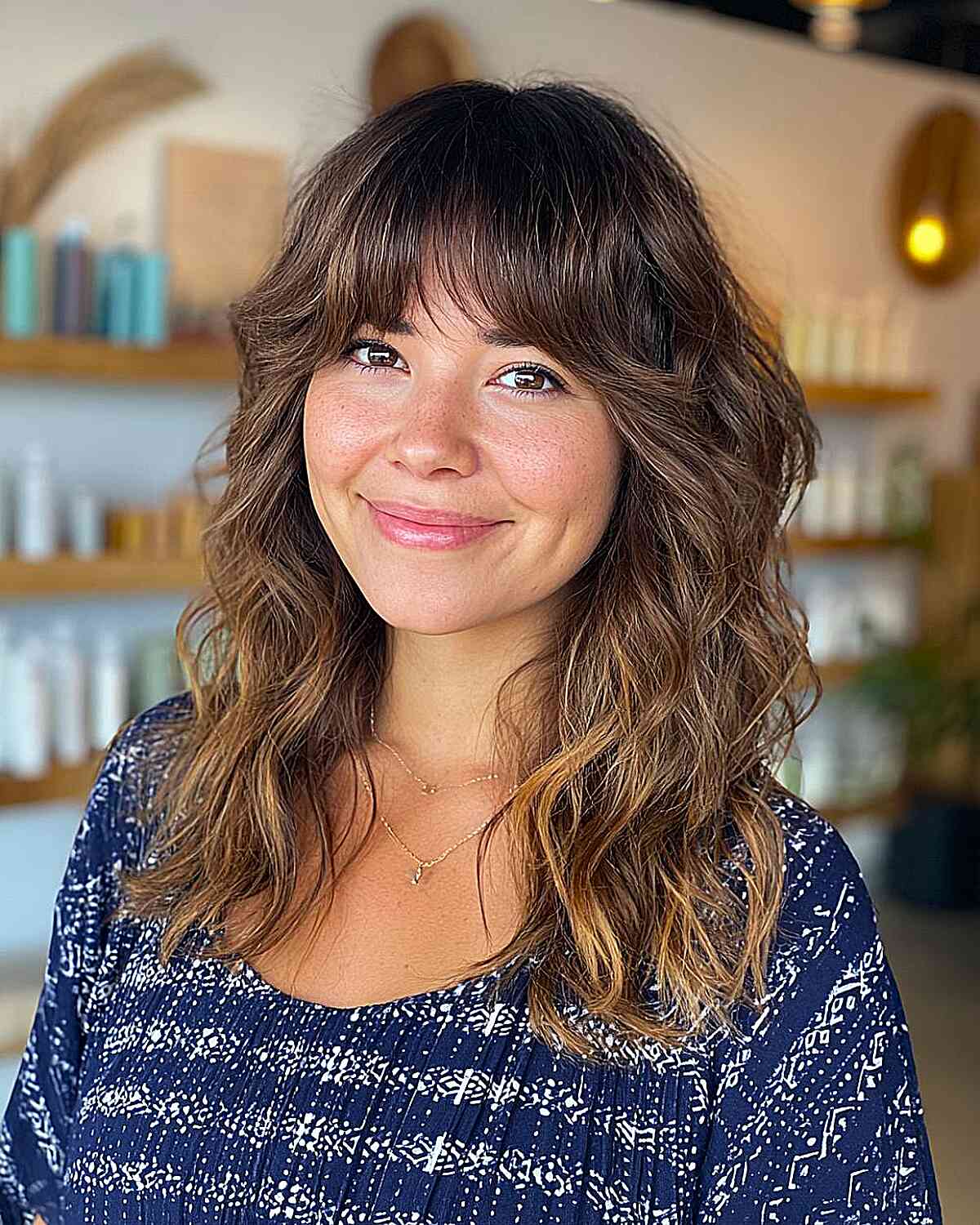 Textured Medium Hair with Wispy Bangs