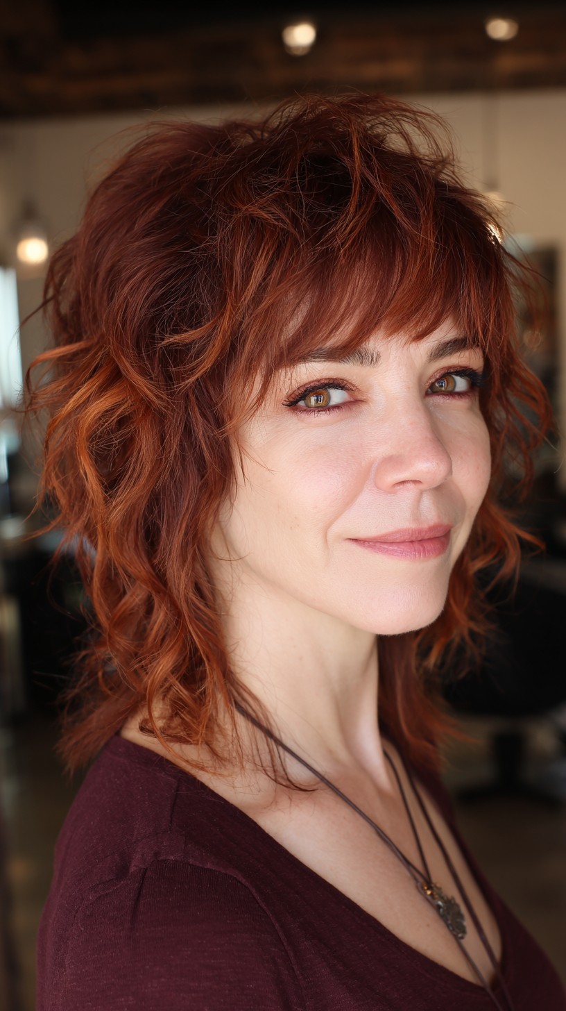 Vibrant Tousled Auburn Bob