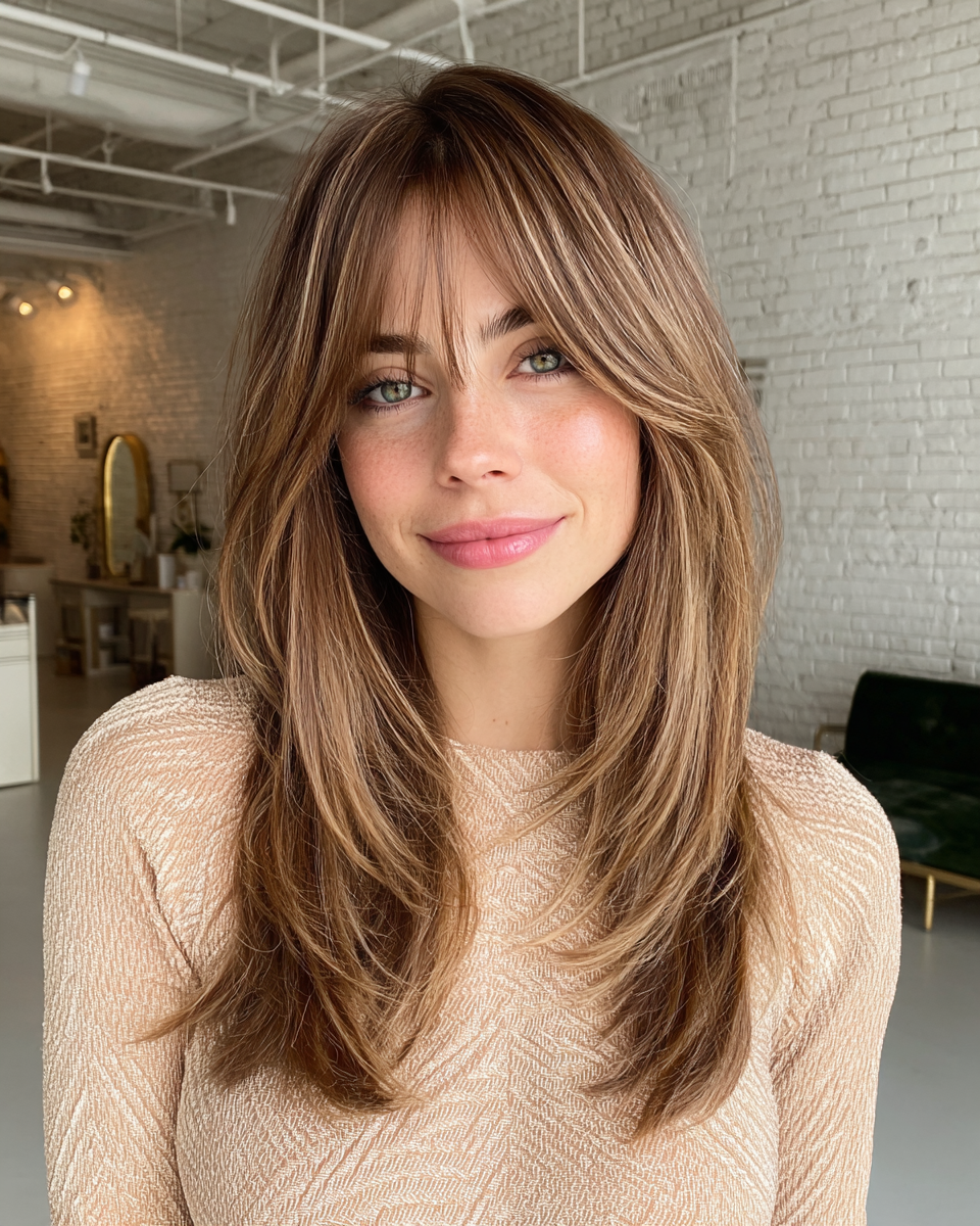 Elegant Long Layers with Subtle Face-Framing Highlights