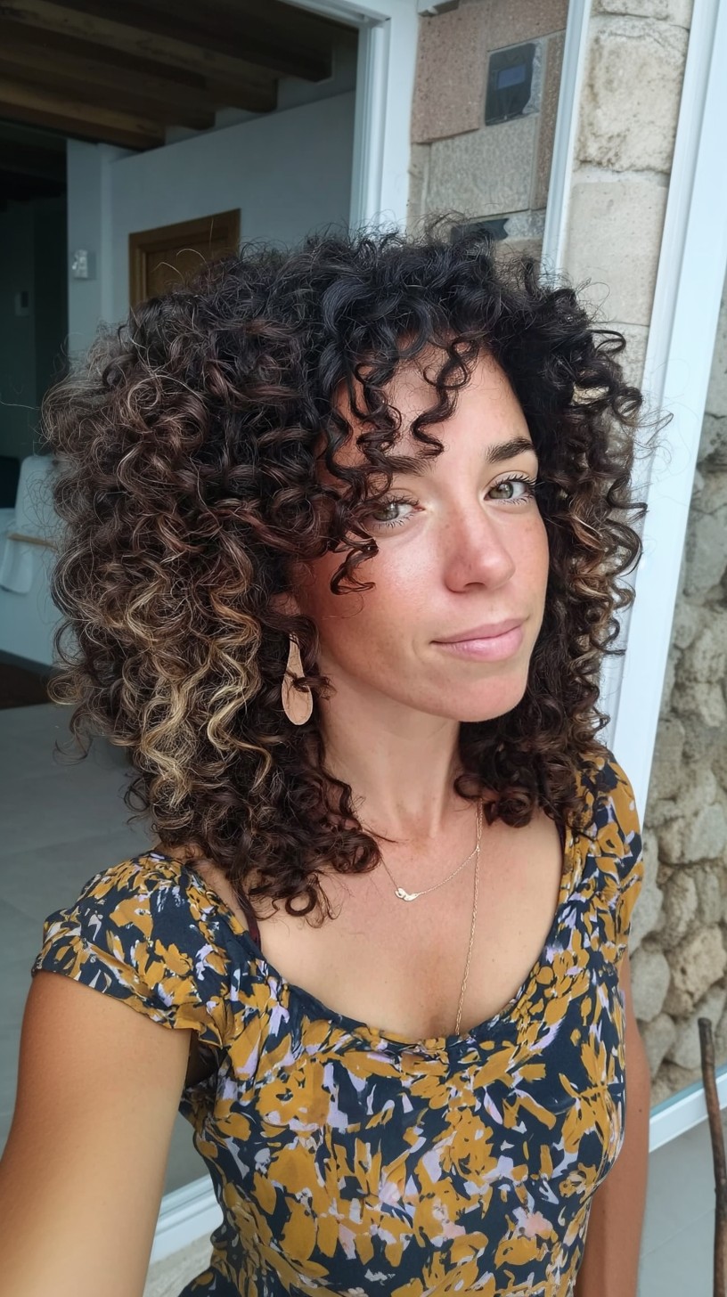 Bold Contrasting Textured Curls with Defined Layers