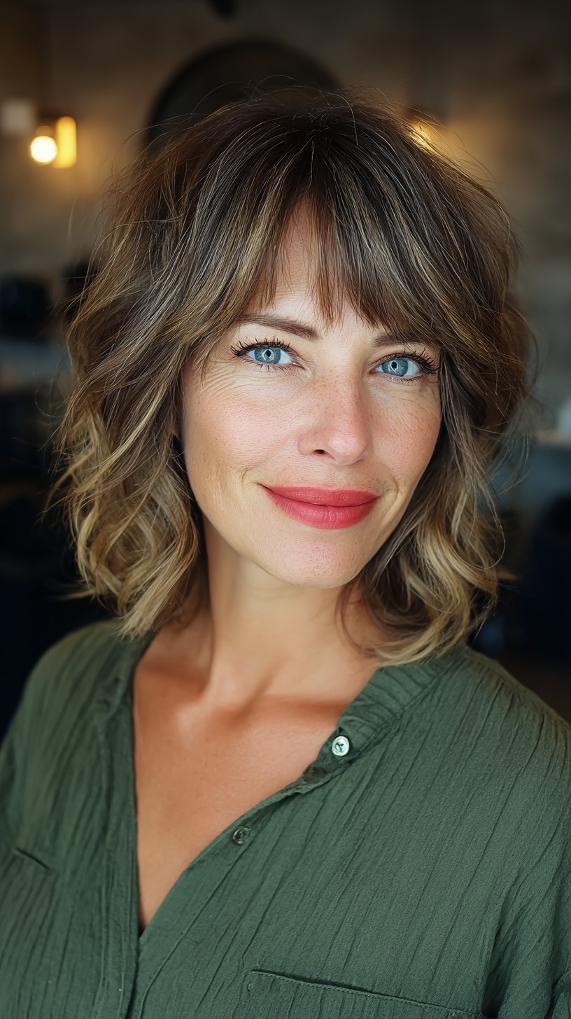 Charming Lightly Tousled Bob with Soft Bangs