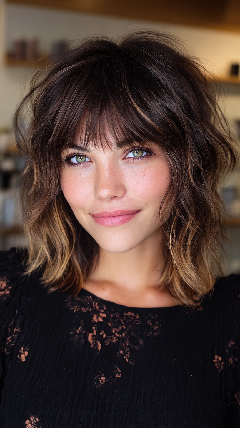 Chic Brunette Bob with Soft Blonde Accents