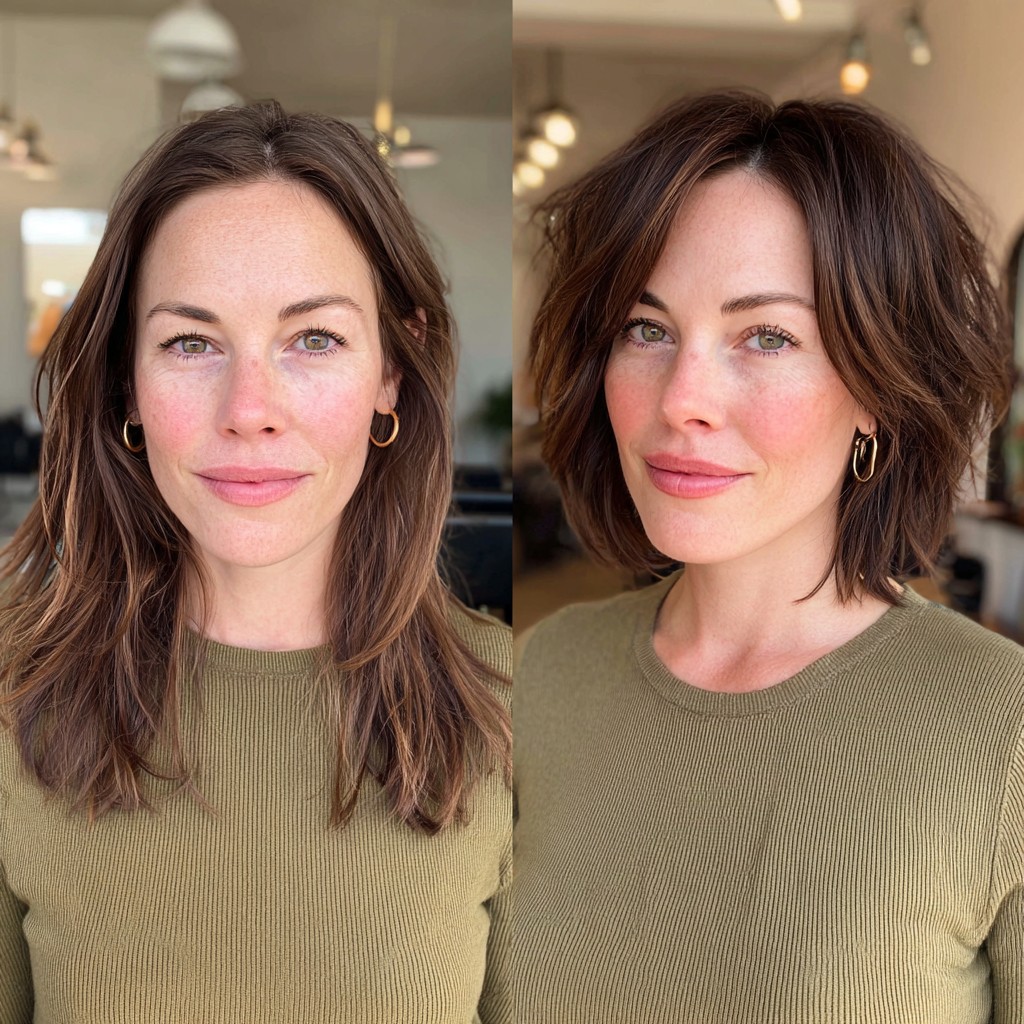 Chic Copper-Toned Layered Bob with Volume
