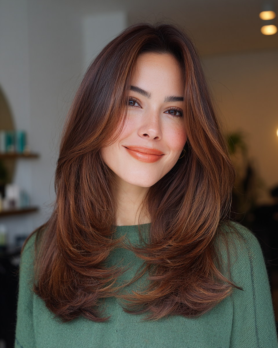 Chic Long Layers with Subtle Face-Framing Highlights
