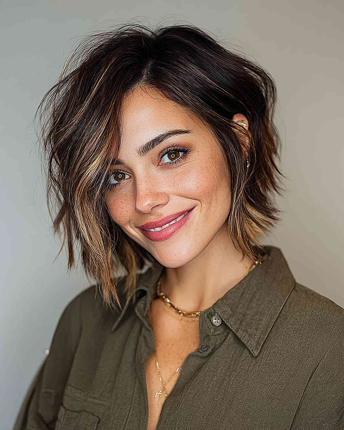 Choppy Layered Bob with Subtle Highlights