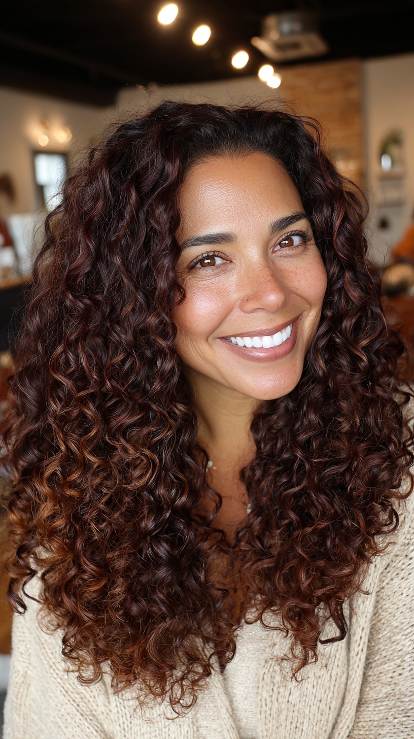 Deep Mahogany Curlesque Tresses with High-Definition Shine