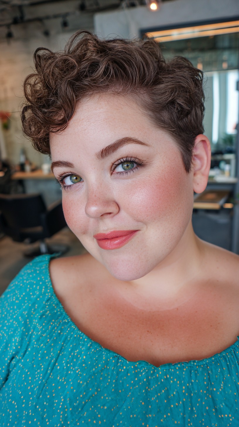 Dynamic Tousled Pixie Cut for Curly Hair