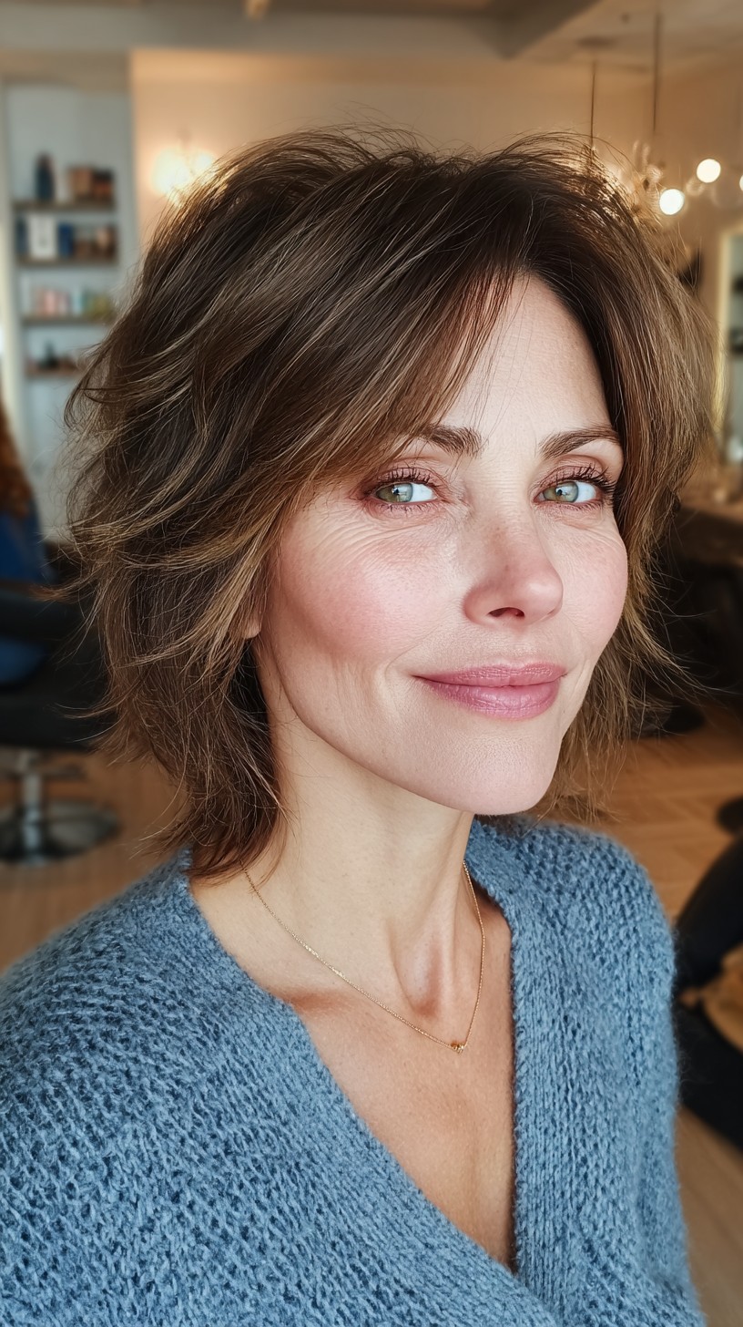 Effortless Tousled Bob with Natural Highlights