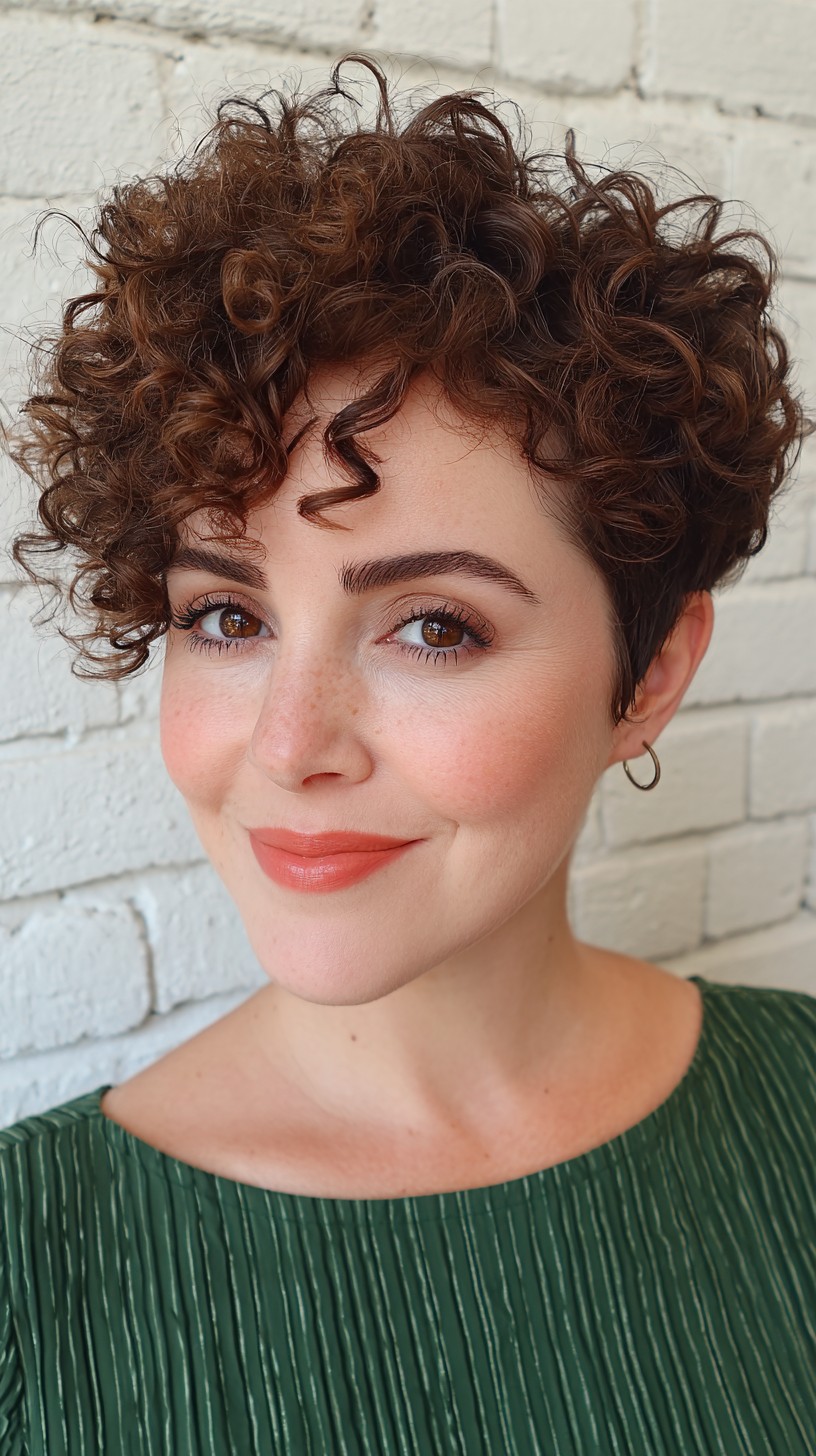 Luscious Chocolate Swirls Short Curly Pixie