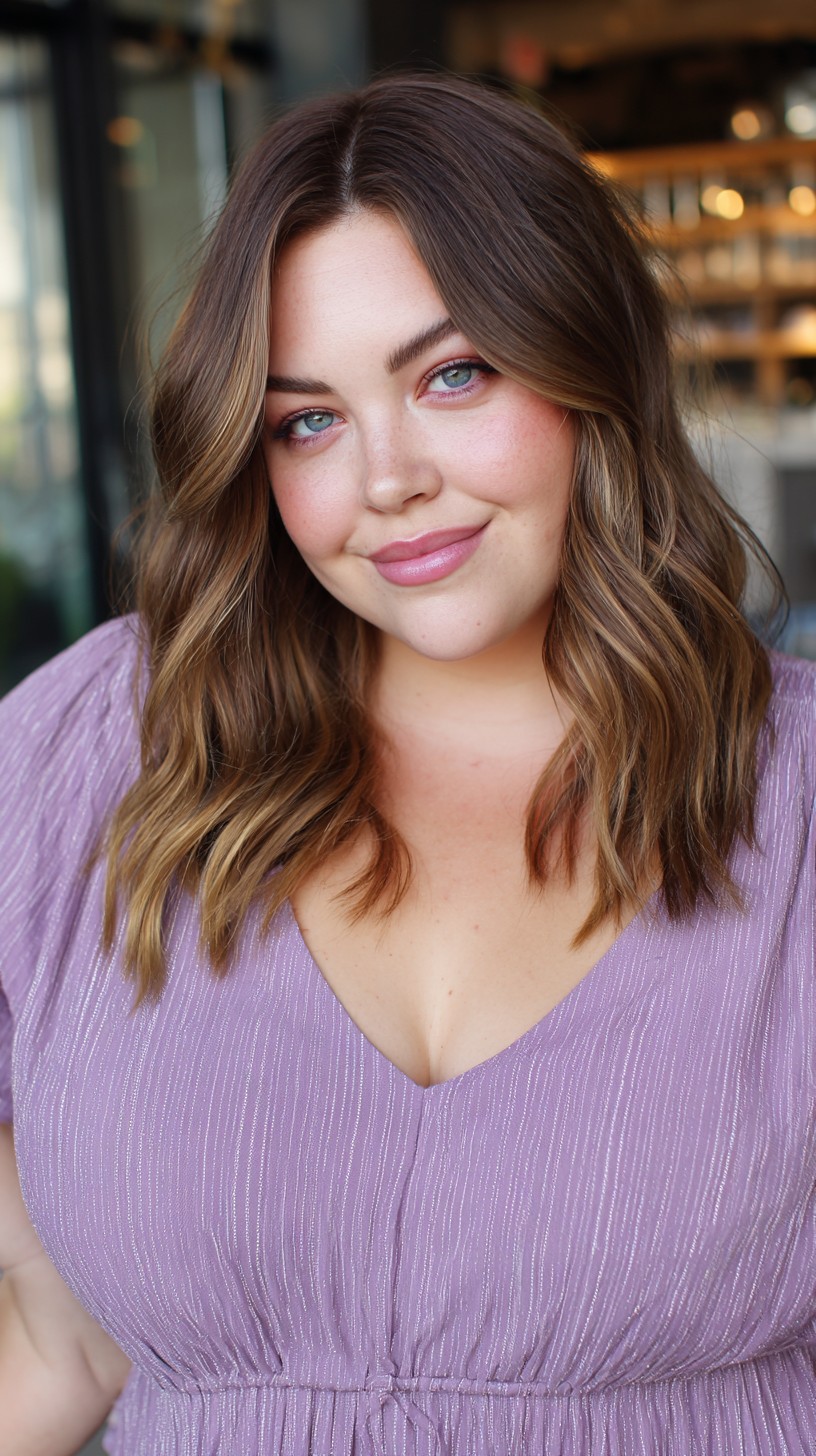 Mid-Length Caramel Waves with Subtle Highlights