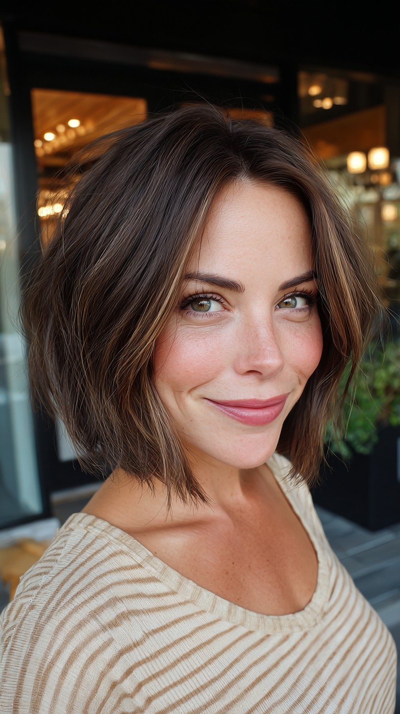 Playful Chestnut Textured Bob
