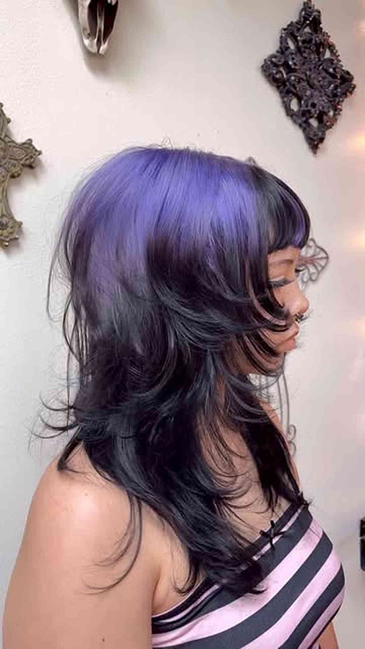 Purple Wolf Cut with Bangs