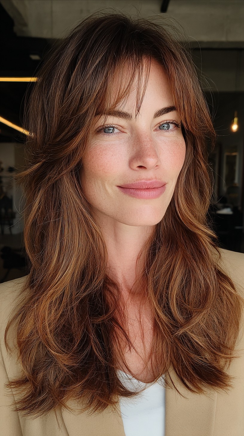 Rustic Copper Mullet with Feathered Textures