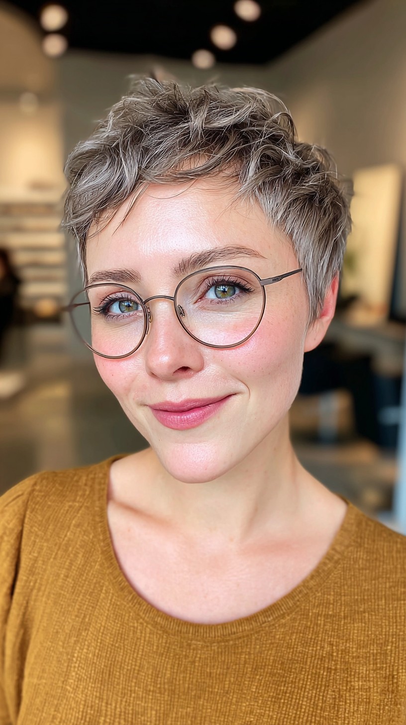 Silver Pixie Cut with Textured Waves
