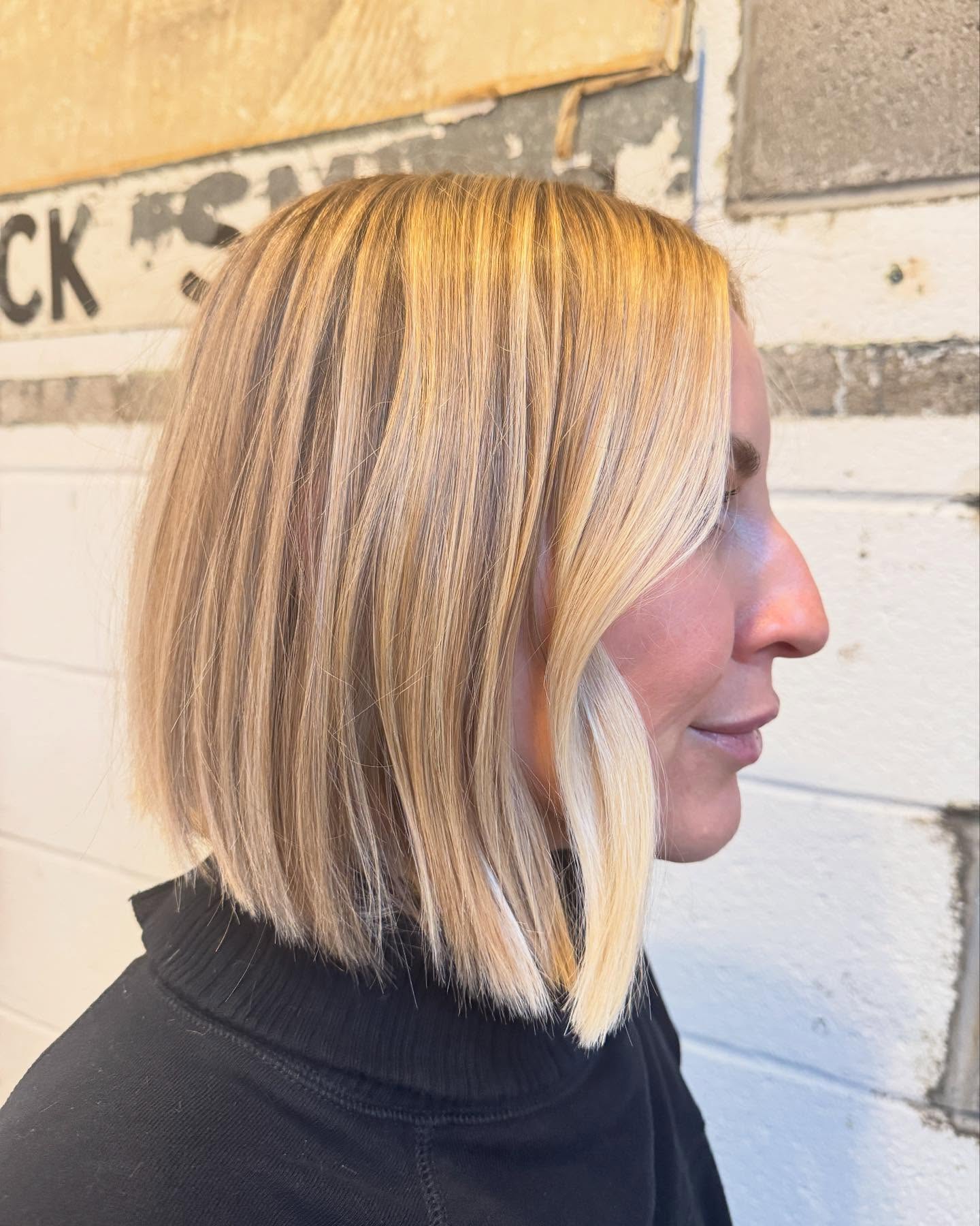 Sleek Blonde Bob with Shadowed Roots