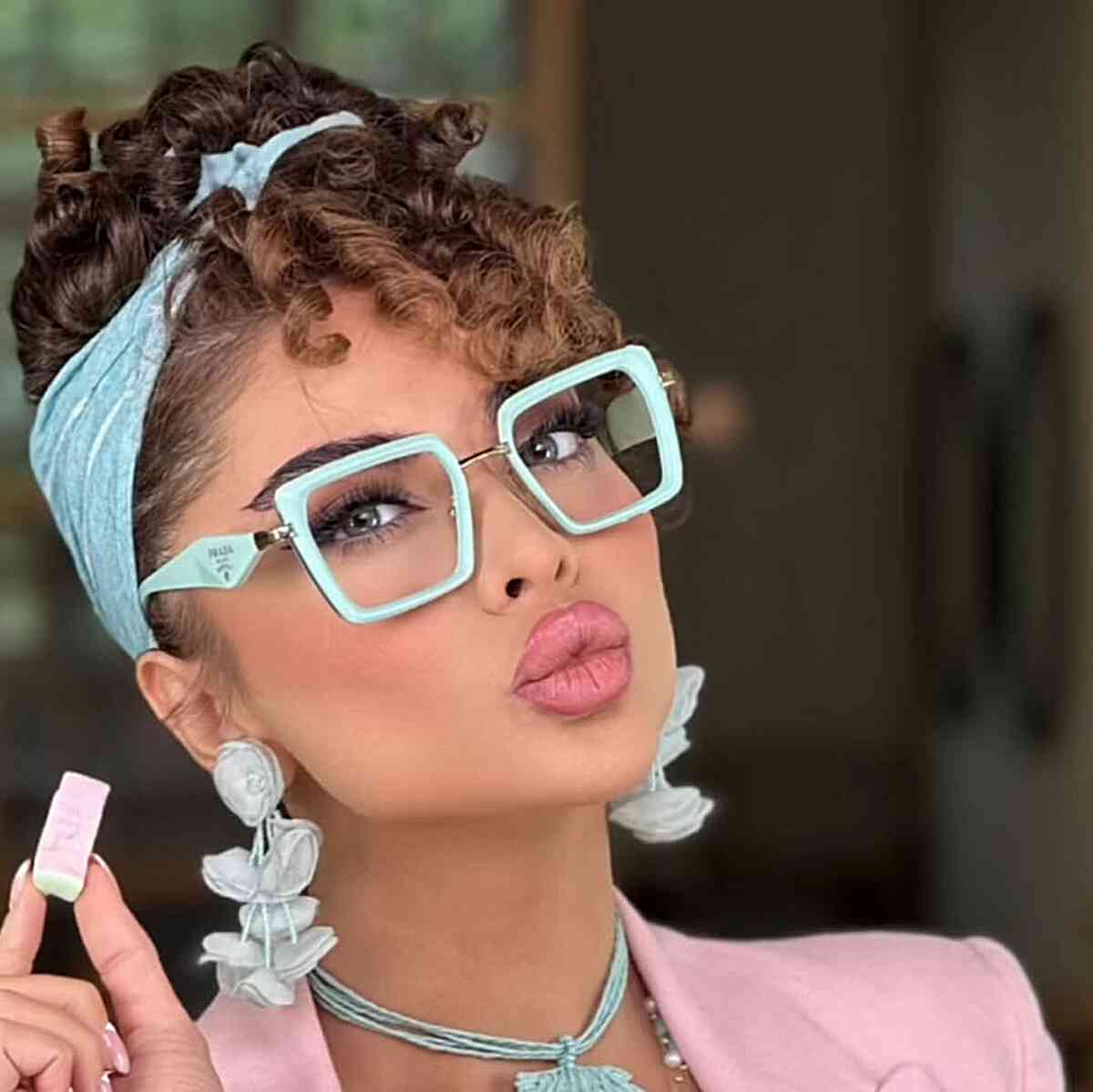 Stylish Curly Updo with Bangs and Headband