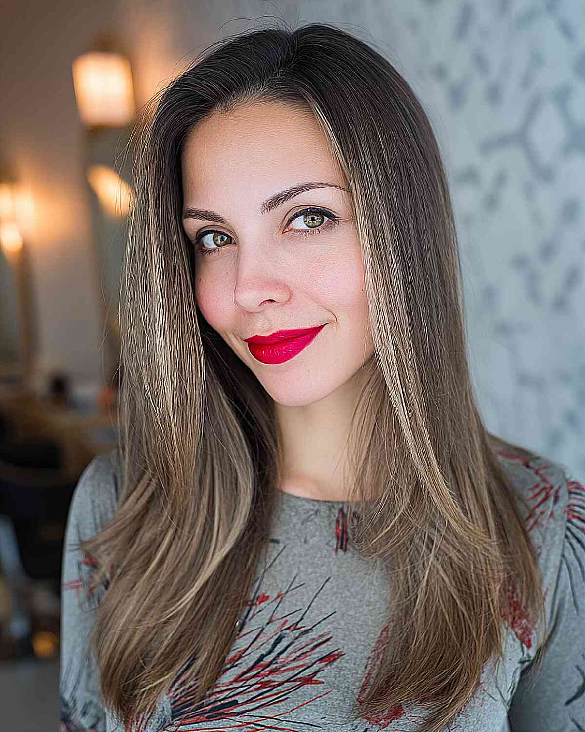 Stylish Long Layered Cut with Subtle Highlights