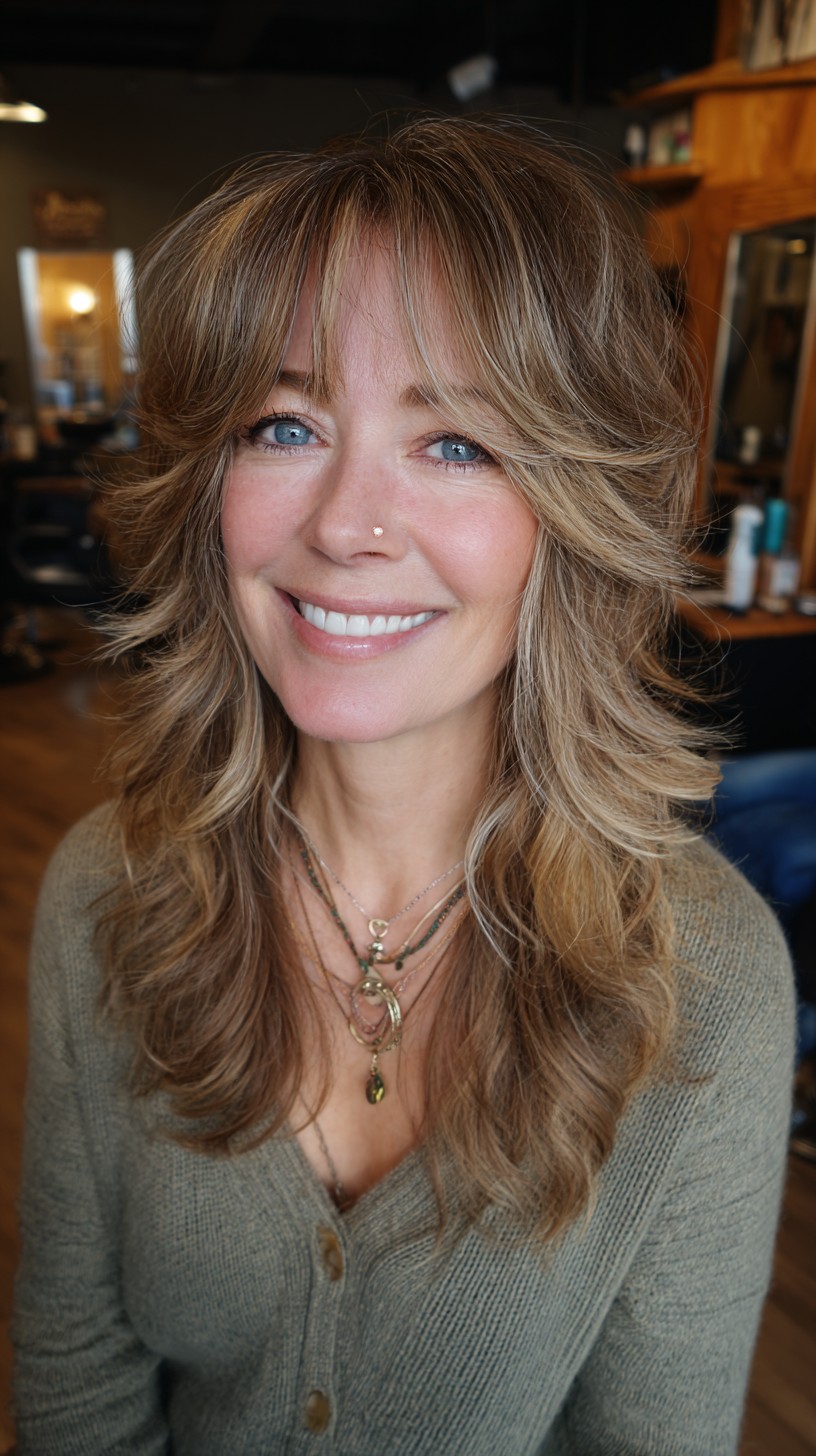 Subtle Beach Blonde Waves with Delicate Fringe