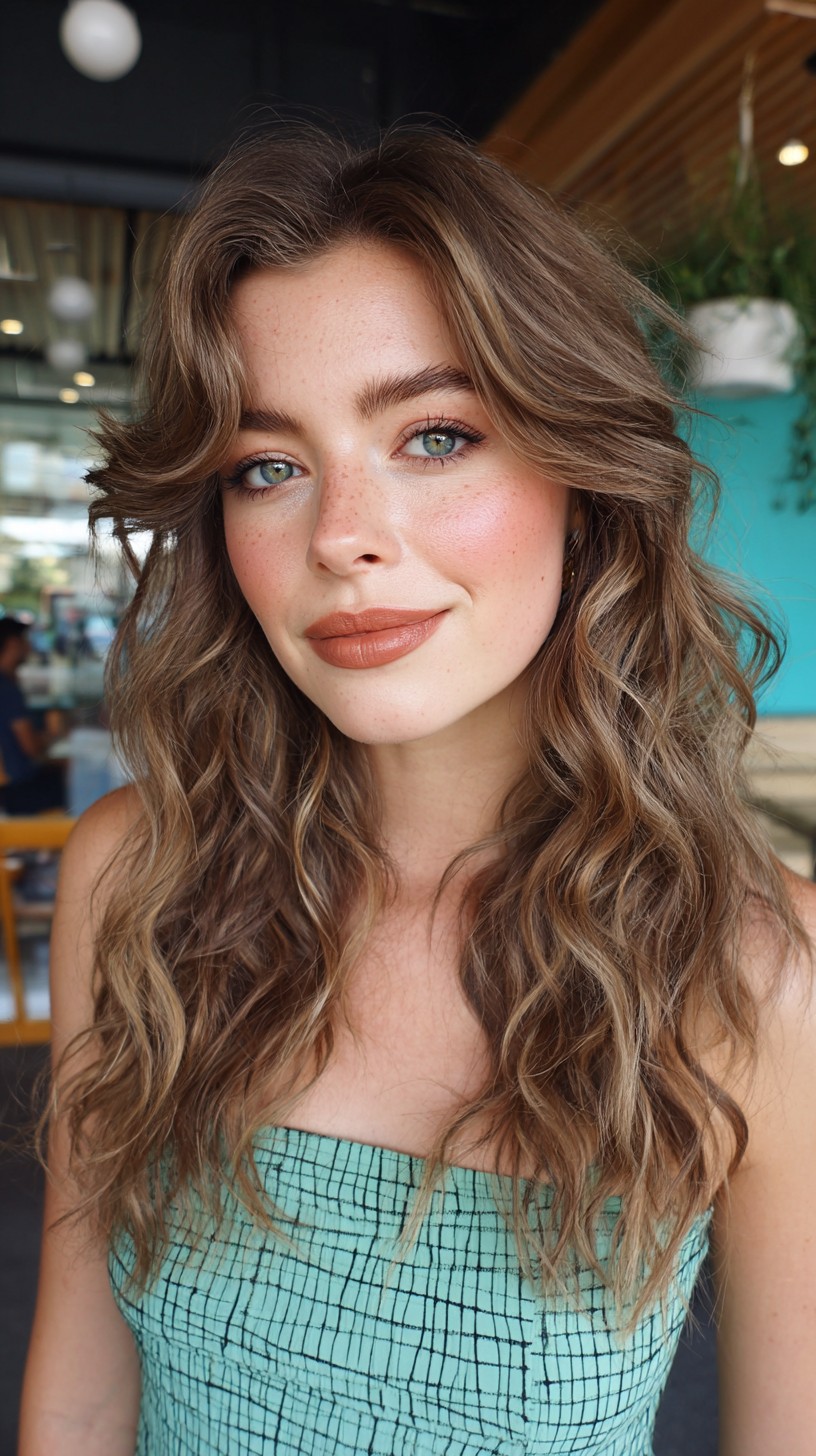 Sunkissed Chestnut Waves with Gentle Graduation