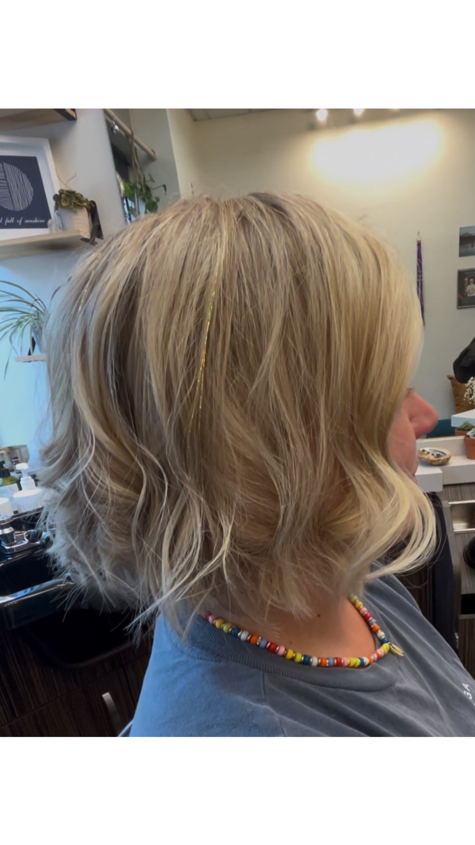 Textured Blonde Bob with Soft Waves