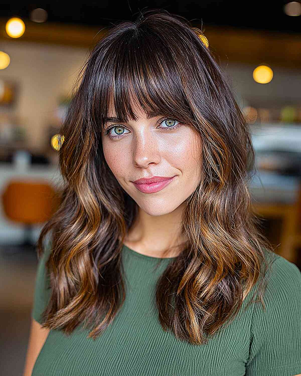 Textured Mid-Length Hair with Blunt Bangs