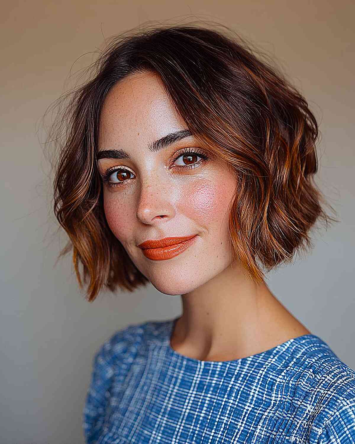 Textured Wavy Bob with Subtle Highlights
