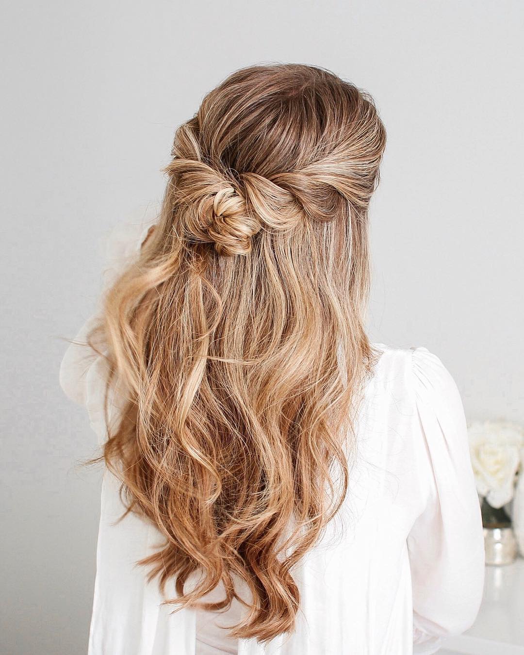 Twisted Honeycomb Half-Up Style