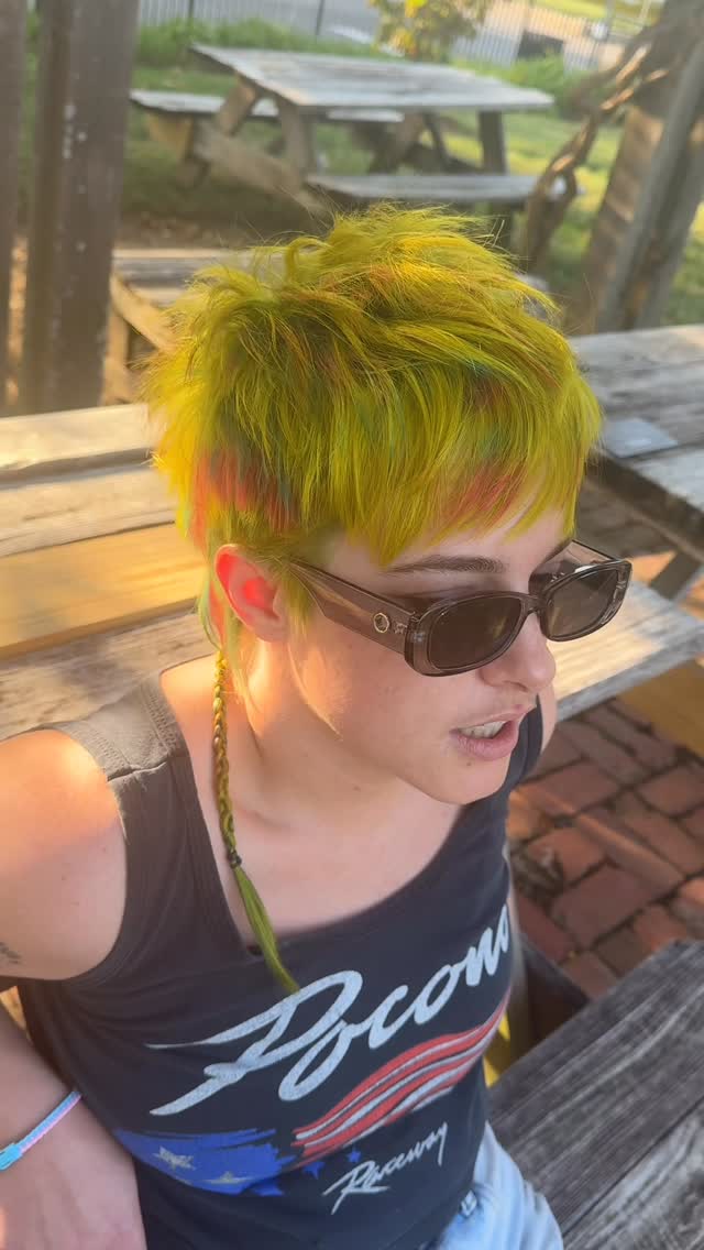 Vivid Lime Pixie with Tapered Sides
