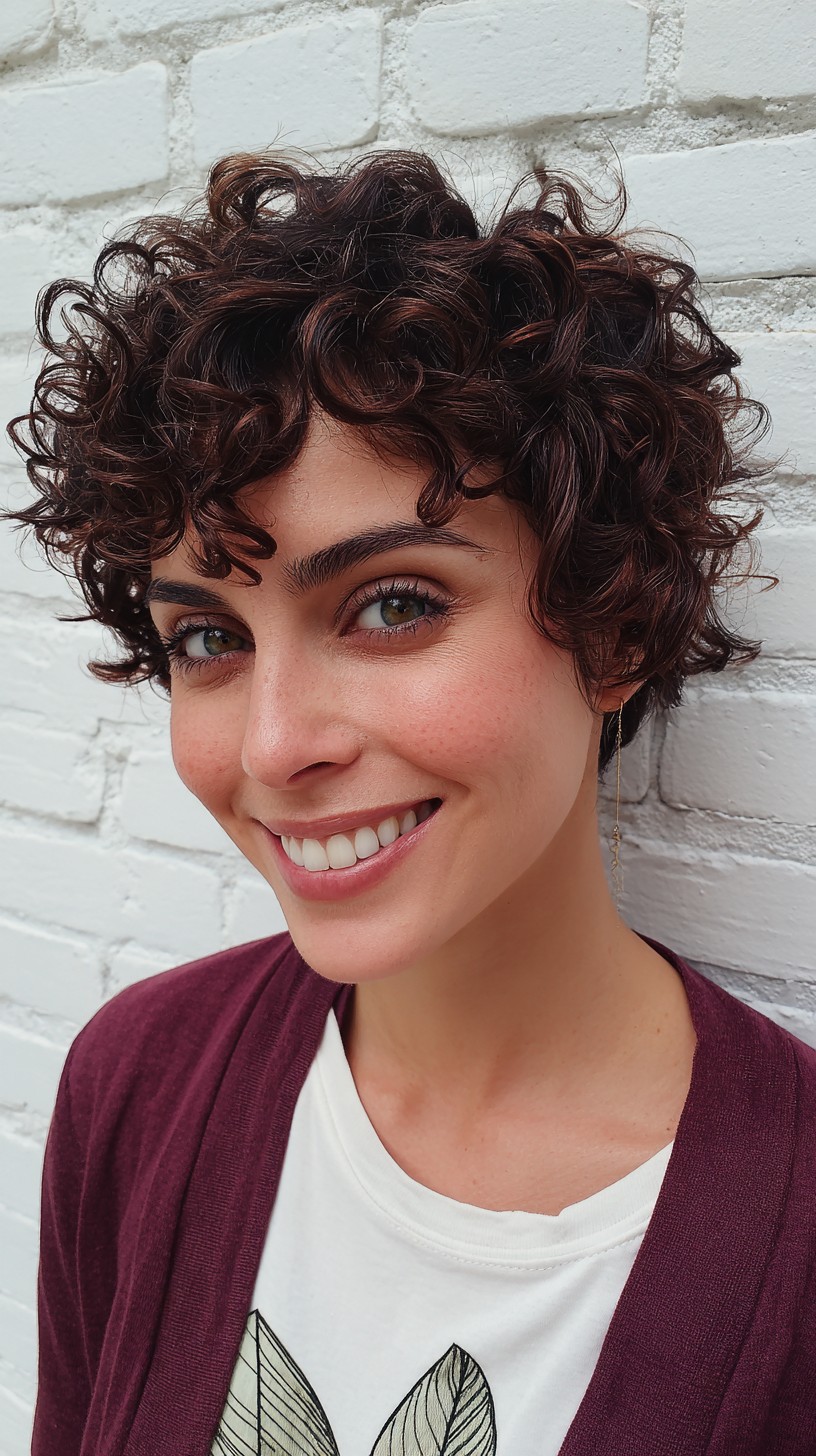 Voluminous Curly Pixie with Defined Ringlets