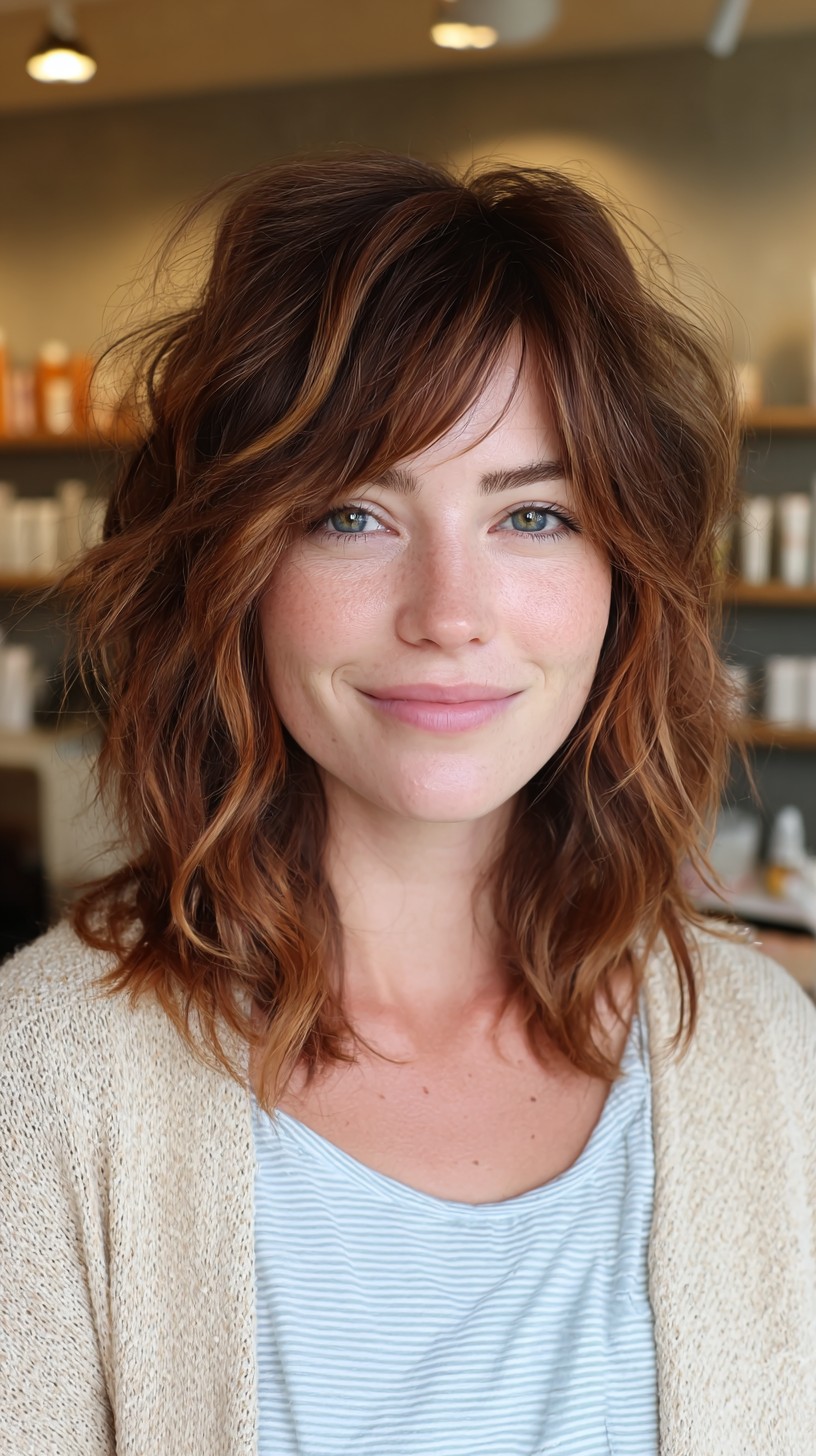 Warm Auburn Waves with Delicate Fringes